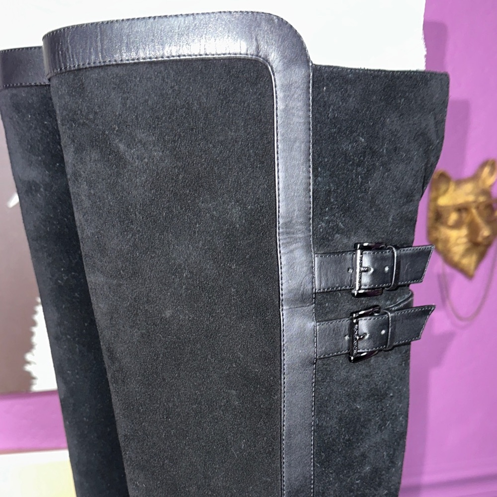Michael Kors Black Over the Knee Boots with Buckle Detail - Picture 4 of 17